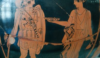 Achilles and the Nereid Cymothoe on a vase