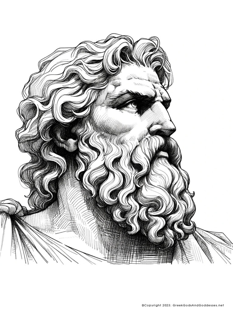 Pen Sketch of Zeus - By GreekGodsandGoddesses.net